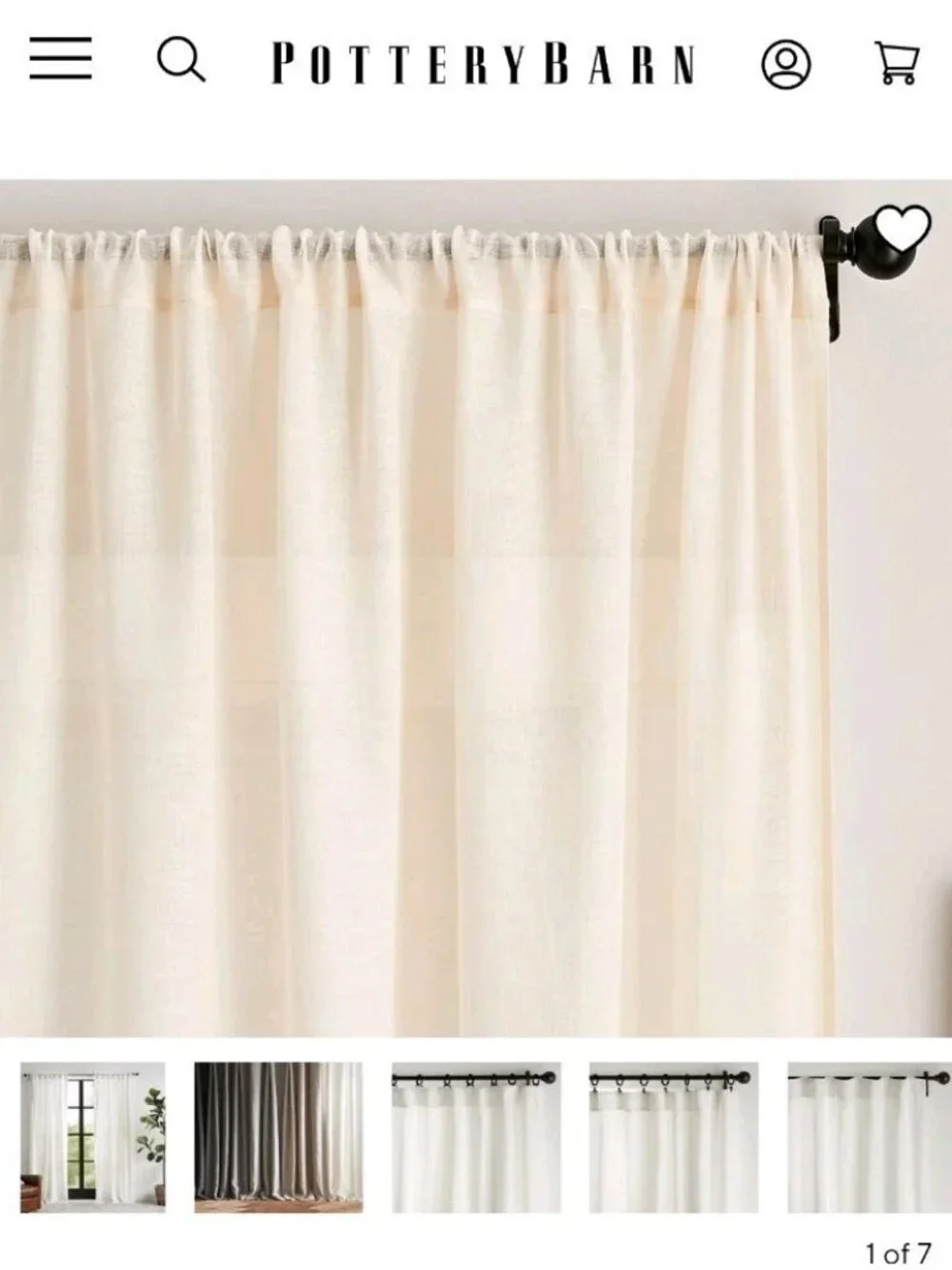 Pottery Barn Belgian Flax Linen BlkOut Curtain Pair 50x 84 Ivory New 3-in-1 Pole